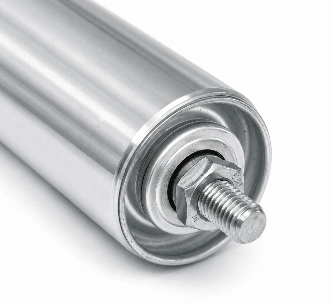 Roller Type 3, Ø50 Steel, Shaft 10 mm / External M10, L=200 mm, 100 kg